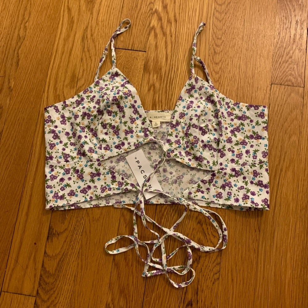 NWT PacSun Double Tie-Front Floral Blouse Tank Top